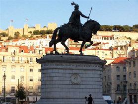 View of St. George Castle from downtown Lisboa, Portugal