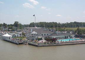 Yacht club on approach to the Port of Rochester