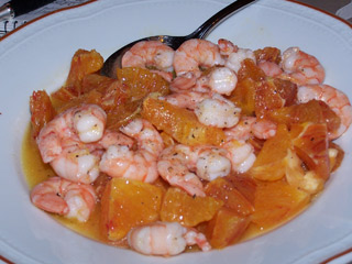 Shrimp with citrus from the seafood antipasto bar at Da Vincenzo