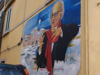 Federico Fellini mural in Borgo San Giuliano