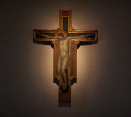 Wooden cross by Giotto in Malatesta Temple in Rimini
