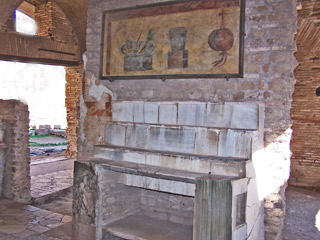 A pub at Ostia Antica where grilled food and wine were on the menu