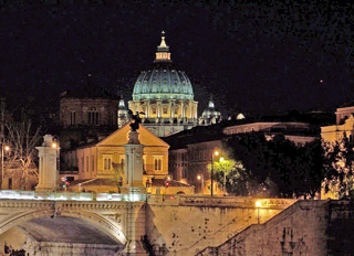 Night view of the Dome of St. Peter's