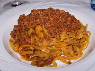 Tagliatelle all Bolognese, as enjoyed in its namesake city.